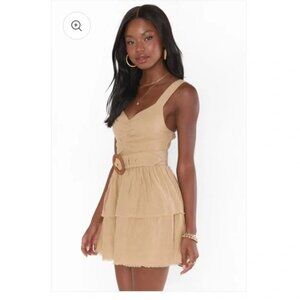 Show Me Your Mumu Dress XXL 2XL Tan Brown Cosmo Mini Dress Tanlines Tiered